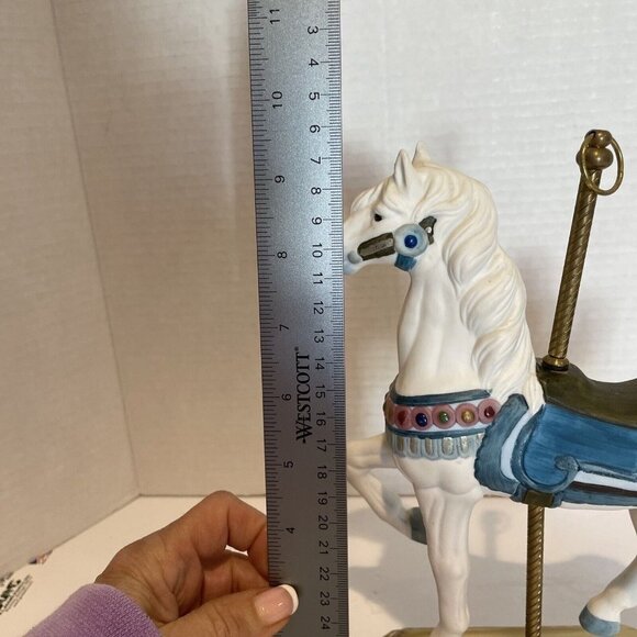 Vintage Impulse Giftware Carousel Horse Porcelain On Brass Stand White 9.5" - Picture 8 of 12